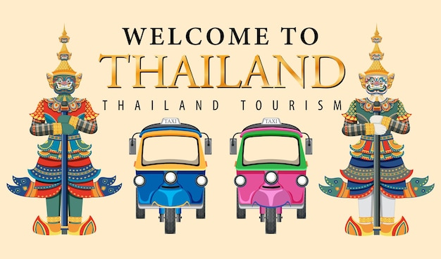 Kostenloser Vektor thailand ikonischer tourismusattraktionshintergrund