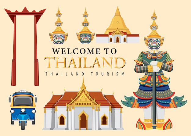 Thailand ikonischer tourismusattraktionshintergrund