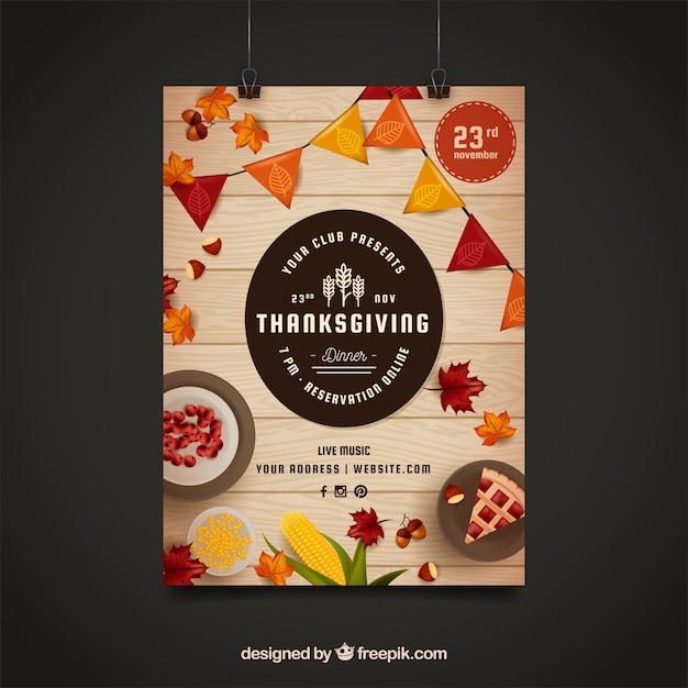 Kostenloser Vektor thanksgiving-club-poster