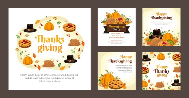 Thanksgiving-feier instagram posts sammlung