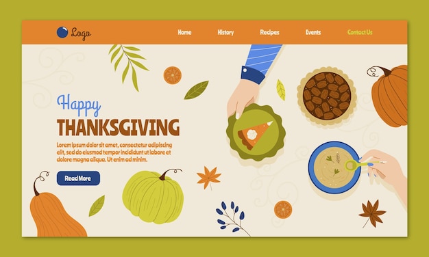 Kostenloser Vektor thanksgiving-feier-landing-page-vorlage