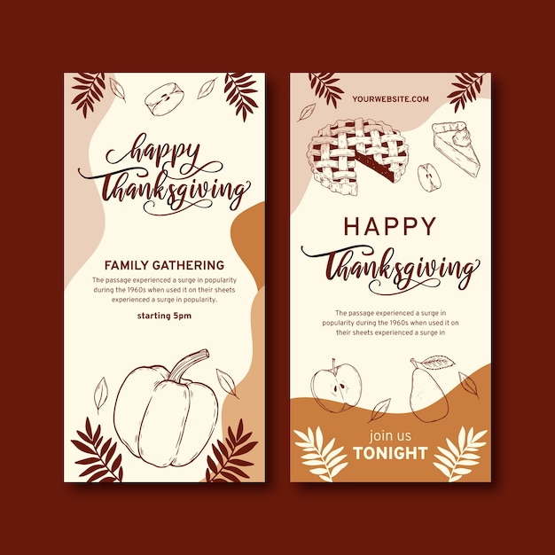 Thanksgiving-feier vertikale banner gesetzt