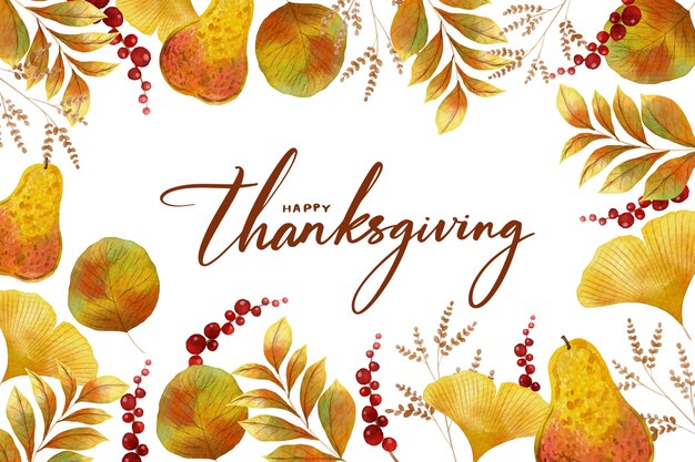 Kostenloser Vektor thanksgiving hintergrund aquarell design