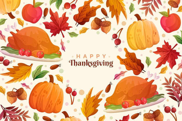 Thanksgiving-hintergrund mit truthahn