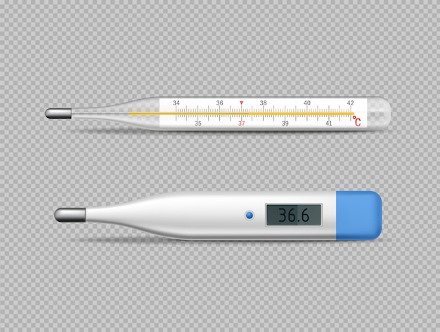 Thermometer klassisches Paket und digital realistisch