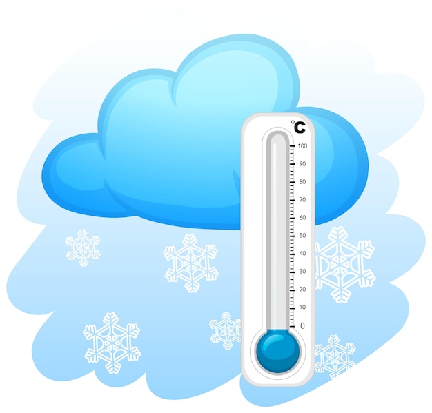 Kostenloser Vektor thermometer mit schneeflockenhintergrund