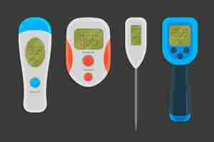 Kostenloser Vektor thermometer-set mit flachem design