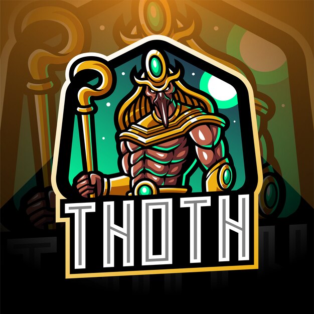 Alter Agyptischer Gott Thoth Gottheit Mit Ibis Kopf Karikaturillustration In Der Alten Kunstart Premium Vektor