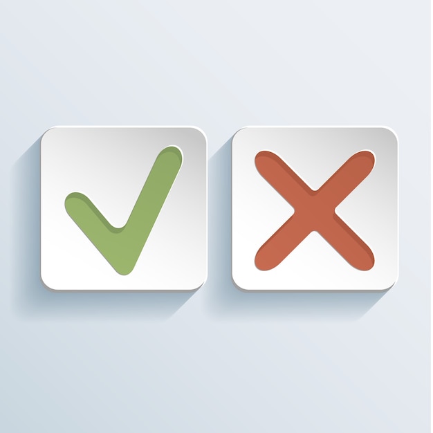 Kostenloser Vektor tick and cross signs icons illustration