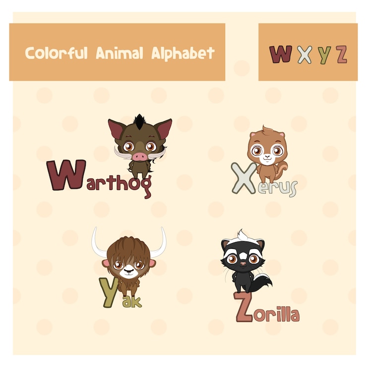 Kostenlose Vektor tieralphabet design