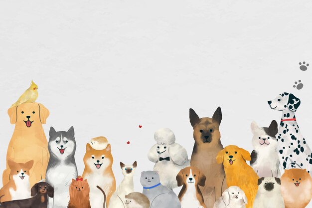 Tierhintergrundvektor mit netter Haustierillustration