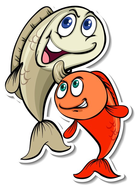 Tierkarikaturaufkleber mit zwei Fischen
