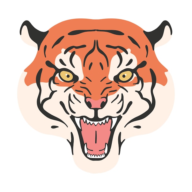 Tiger biest kopf charakter illustration