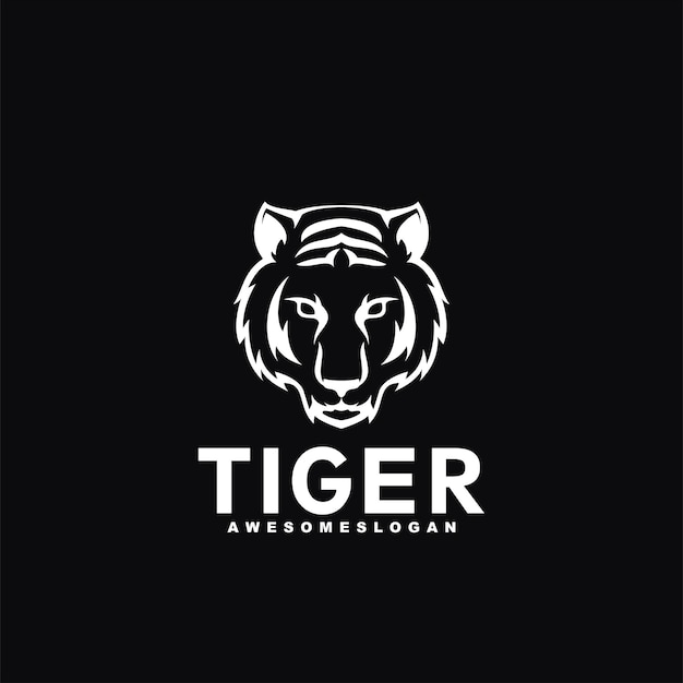 Tiger-Logo-Maskottchen-Vektor einfaches Design