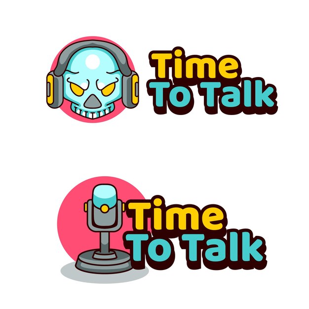 Time To Talk Podcast-Illustrationslogo für den Schädel