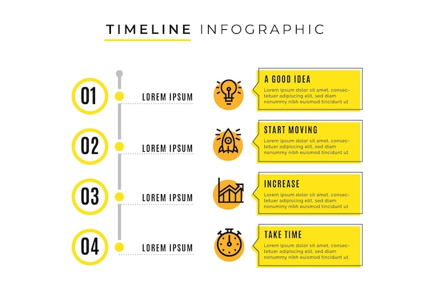 Timeline-infografik-vorlage mit schritten