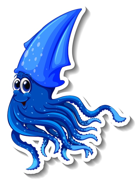 Tintenfisch-Meerestier-Cartoon-Aufkleber