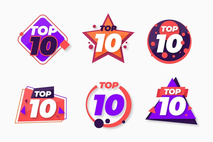 Kostenlose Vektor top 10 abzeichen sammlung