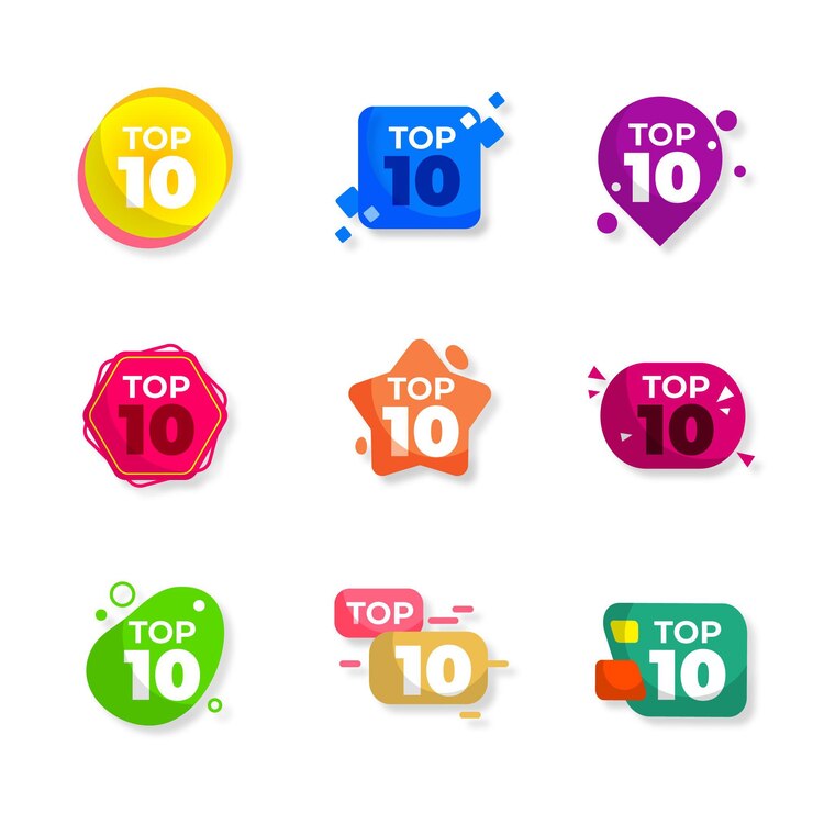 Kostenlose Vektor top 10 abzeichen sammlung