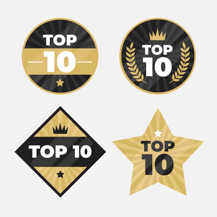 Kostenlose Vektor top 10 abzeichen sammlung