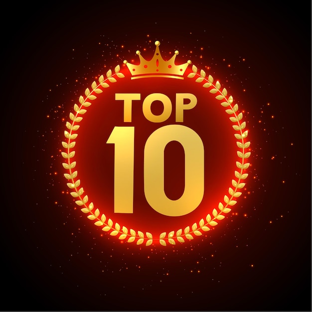 Top 10 auszeichnung in gold mit krone
