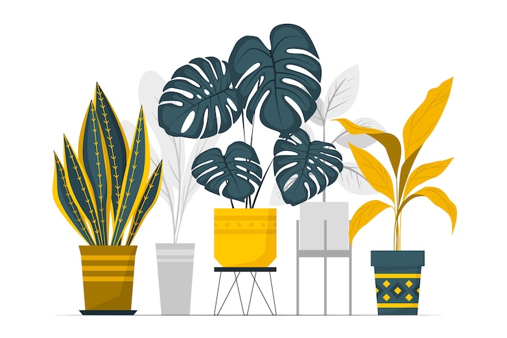 Kostenlose Vektor topfpflanzen konzept illustration