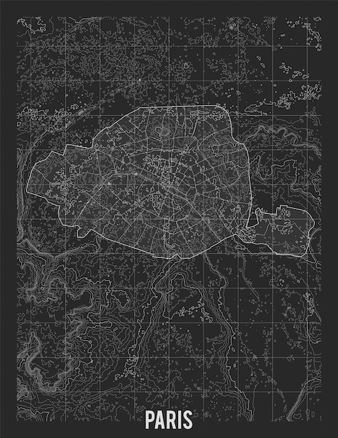 Kostenloser Vektor topografische karte von paris