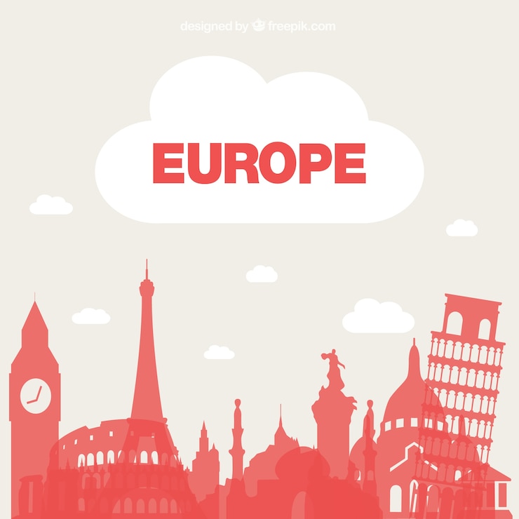 Kostenlose Vektor tourismus europa-vektor-hintergrund