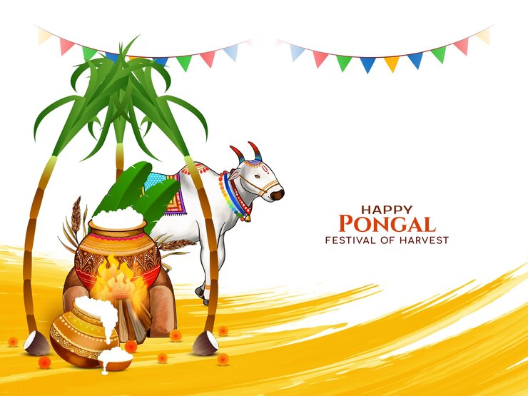 Kostenlose Vektor traditionelle happy pongal indische landwirtschaftliche festkarte