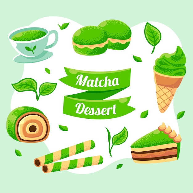 Kostenloser Vektor traditionelle japanische matcha grüne süßigkeiten packung