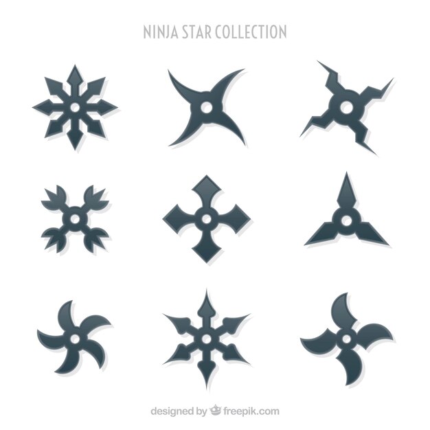Traditionelle Ninja Sternsammlung mit flachem Design
