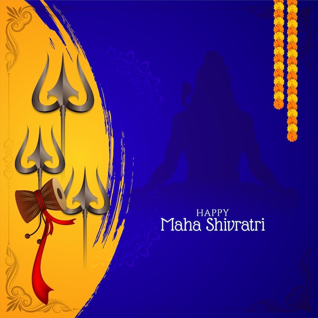 Kostenloser Vektor traditioneller happy maha shivratri religiöser festivalhintergrund