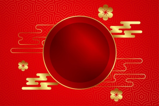 Traditionelles rotes chinesisches neujahrsbanner mit goldenen elementen