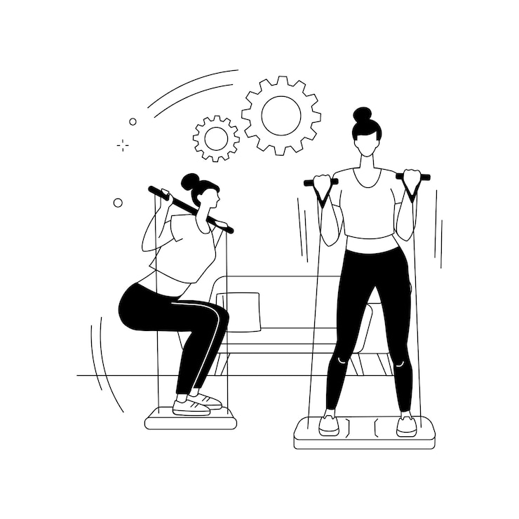 Kostenlose Vektor tragbares training fitnessstudio abstraktes konzept vektordarstellung ganzkörper-heimtrainingssystem sport lifestyle selbstisolation kraftübung heimfitnesstraining abstrakte metapher