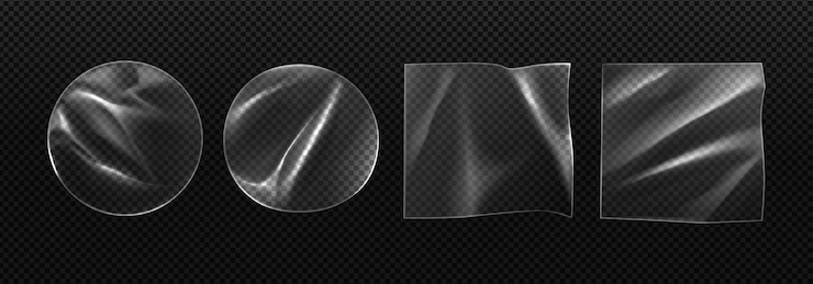 Kostenlose Vektor transparente aufkleber oder aufnäher aus pvc-folie