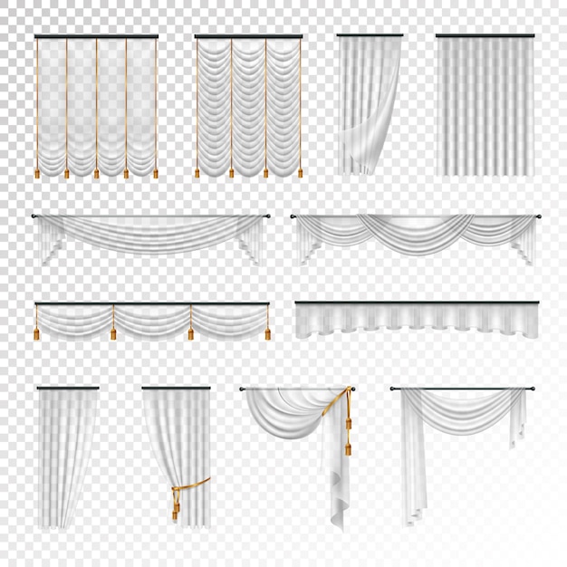 Kostenloser Vektor transparente designvorschläge für luxuriöse vorhänge und vorhänge