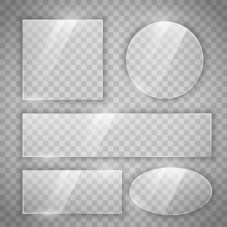 Kostenlose Vektor transparente glänzende glastasten in verschiedenen formen