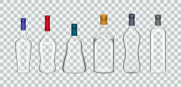 Transparente realistische vorlagen für brillenflaschen mock-up
