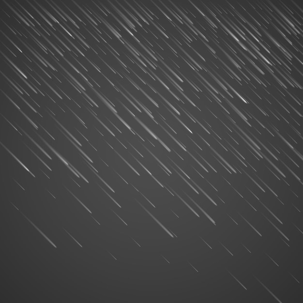 Transparente schräge Regentropfen auf abstrakten Hintergrund isoliert.