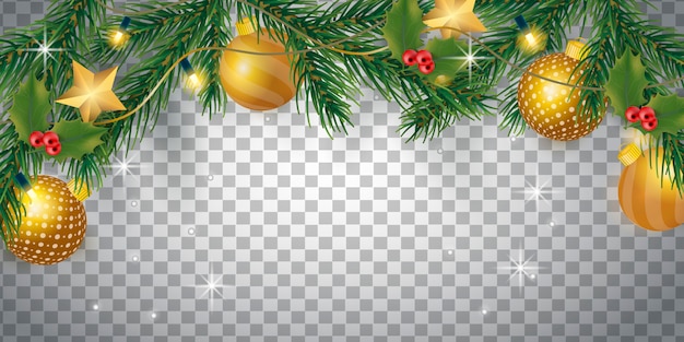 Kostenloser Vektor transparenter hintergrund mit weihnachtsdekoration