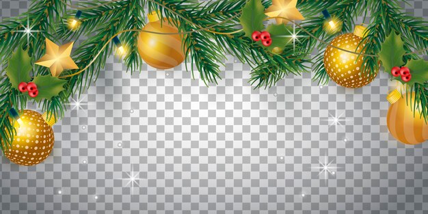 Transparenter Hintergrund mit Weihnachtsdekoration