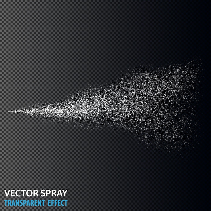 Kostenlose Vektor transparenter wasserspray kosmetischer staub und punkte