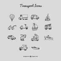 Kostenloser Vektor transport icons cartoon satz