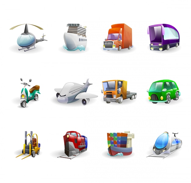 Transport und lieferung icons set