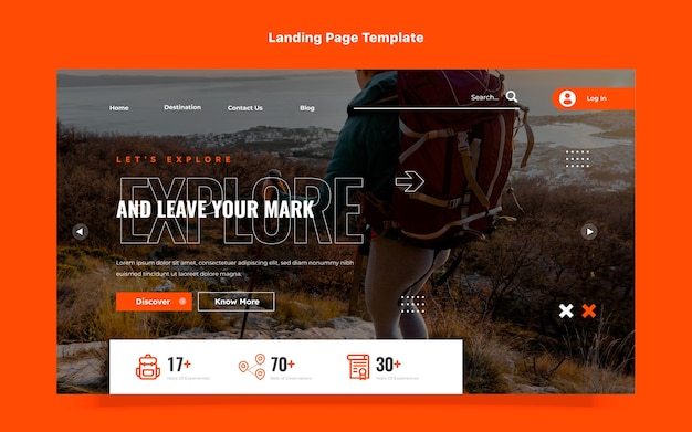 Trekking-landingpage im flachen design