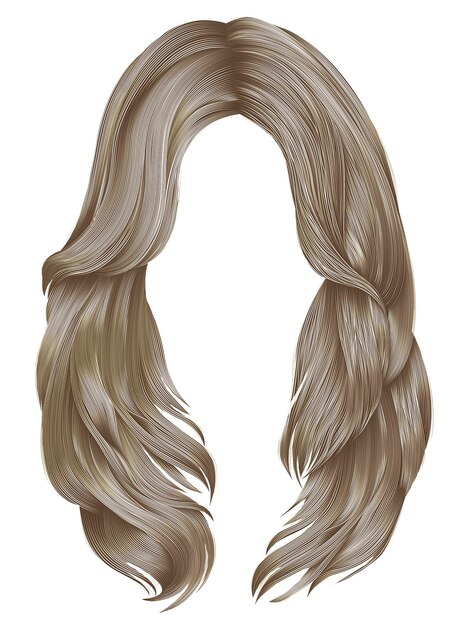Trendy Frau Lange Haare Brunette Schwarze Farben Premium Vektor