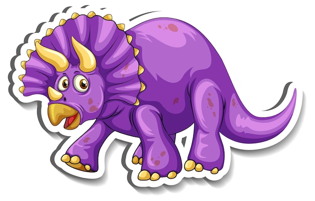 Kostenloser Vektor triceratops dinosaurier-cartoon-charakter-aufkleber