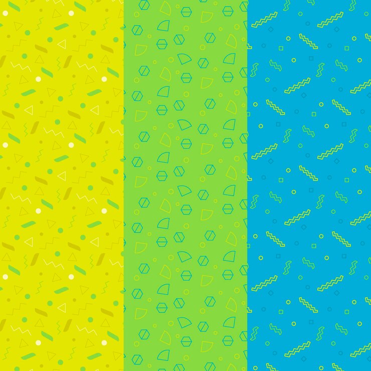 Kostenlose Vektor trichromatische geometrische mustersammlung