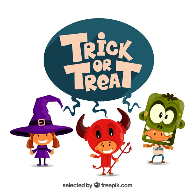 Kostenloser Vektor trick or treat illustration