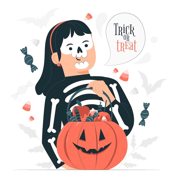 Kostenloser Vektor trick or treat konzeptillustration